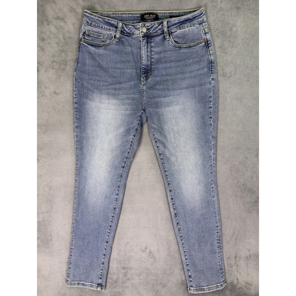 Judy Blue Jeans Womens 13/31 Blue Light Wash High Rise Boyfriend Fit Stretch